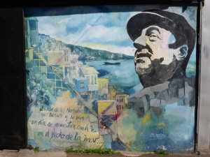 Grafiti représentant le poète Pablo Neruda