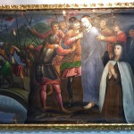 Représentation de l'exploitation des indigènes par les espagnoles, Jésus matérialise ici les indigènes et les conquistadors remplacent les romains
